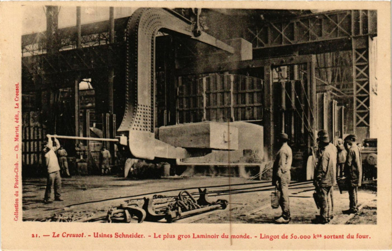 Carte postale ancienne Le Creusot - Usines Schneider - Le plus gros Laminoir du Monde au Creusot