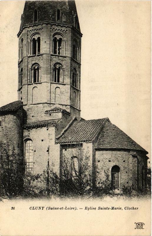 Carte postale ancienne Cluny Eglise Sainte-MARIE, Clocher à Cluny