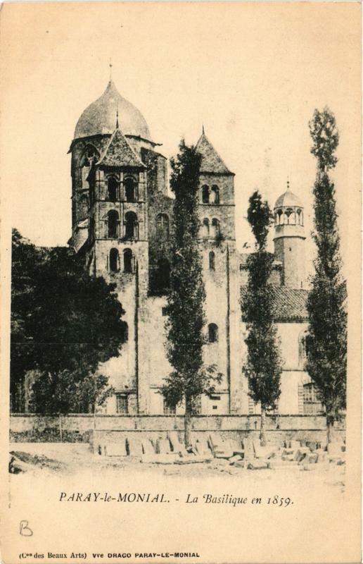 Carte postale ancienne Paray-le-Monial La Basilique en 1859 à Paray-le-Monial