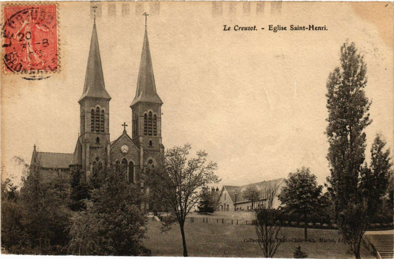 Carte postale ancienne Le Creusot - Eglise Saint-Henri au Creusot
