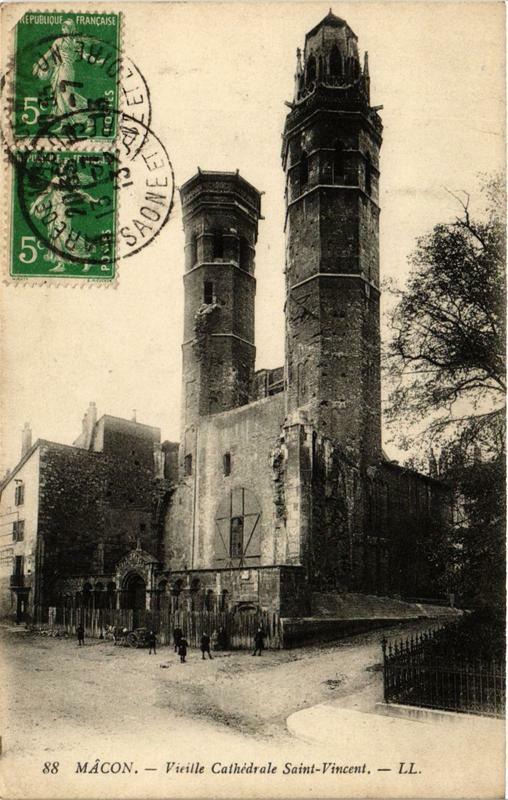 Carte postale ancienne Macon Vieille Cathédrale Saint-Vincent à Mâcon