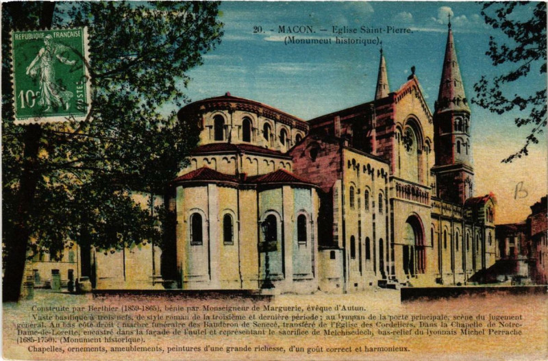 Carte postale ancienne Macon Eglise Saint-Pierre à Mâcon