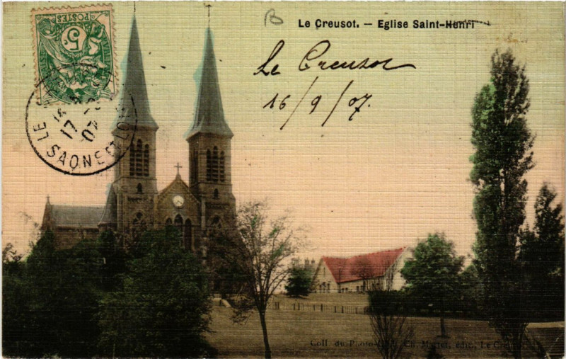 Carte postale ancienne Le Creusot - Eglise Saint-Henri au Creusot