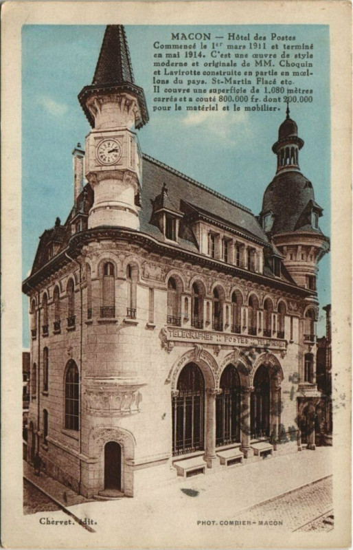 Carte postale ancienne Macon Hotel des Postee à Mâcon