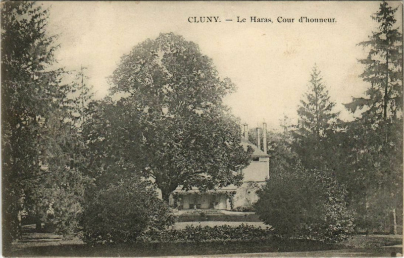 Carte postale ancienne Cluny - Le Haras Cour d'honneur à Cluny