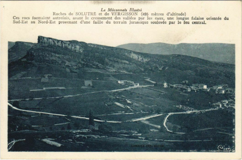 Carte postale ancienne Roches de Solutre et de Vergisson à Vergisson