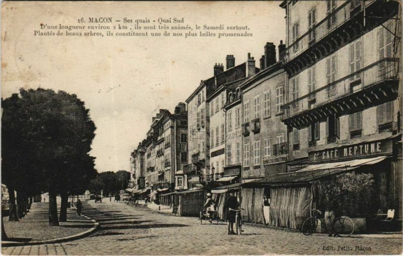 Carte postale ancienne Macon - Ses quais - Quai Sud à Mâcon