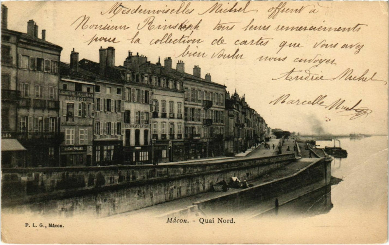Carte postale ancienne Macon Quai Nord à Mâcon