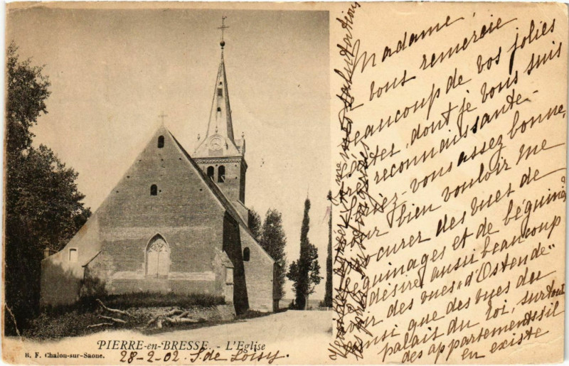 Carte postale ancienne Pierre en Bresse L'Eglise