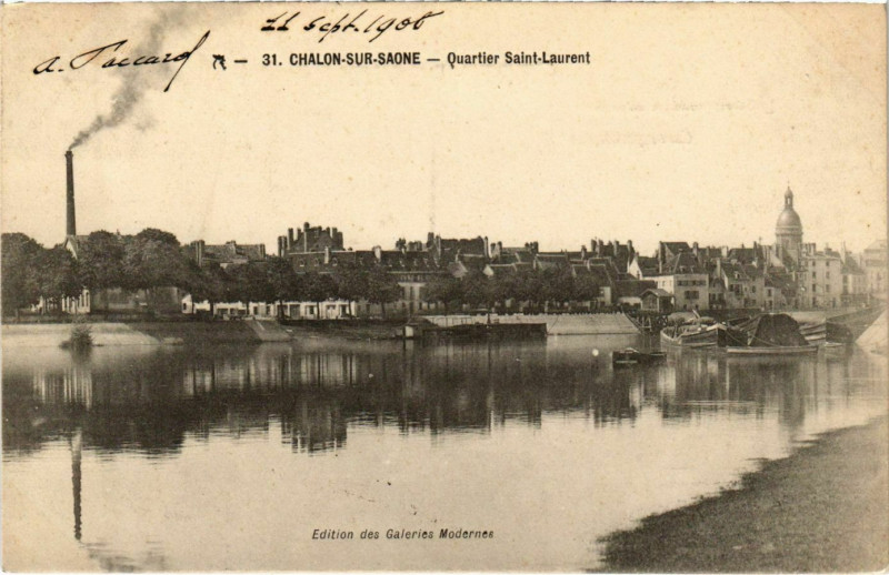 Carte postale ancienne Chalon sur Saone Quarier St. Laurent
