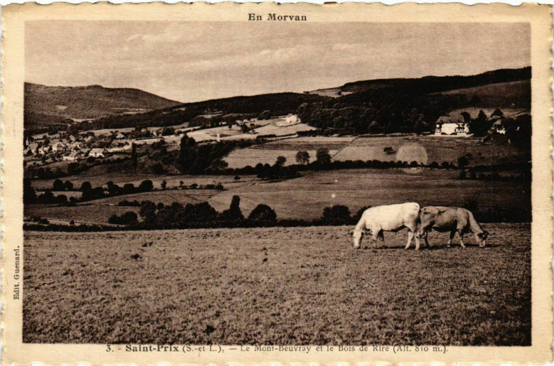 Carte postale ancienne Saint-Prix Le Mont Beuvray et le Bois de Rire France à Saint-Prix