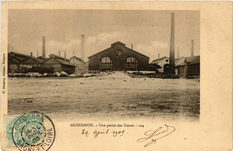 Carte postale ancienne Gueugnon Une partie des Usines France à Gueugnon
