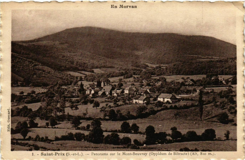 Carte postale ancienne Saint-Prix Panorama sur le Mont-Beuvray France à Saint-Prix
