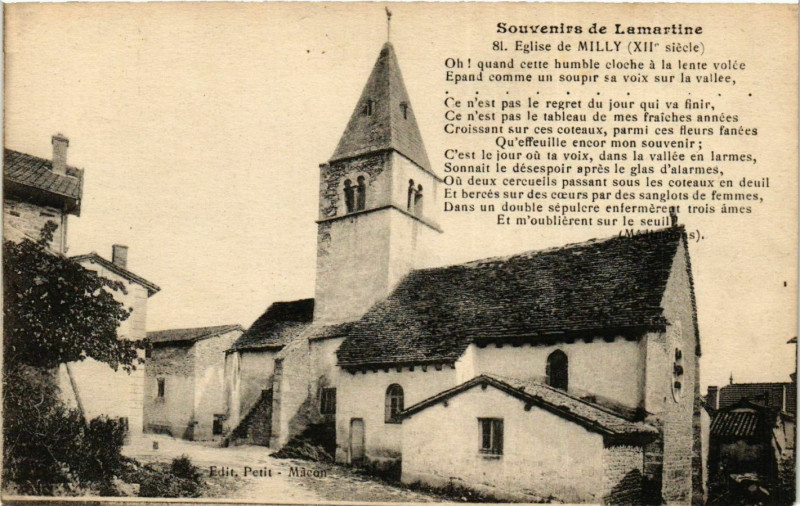 Carte postale ancienne Eglise de Milly France