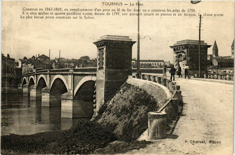 Carte postale ancienne Tournus Le Pont France à Tournus