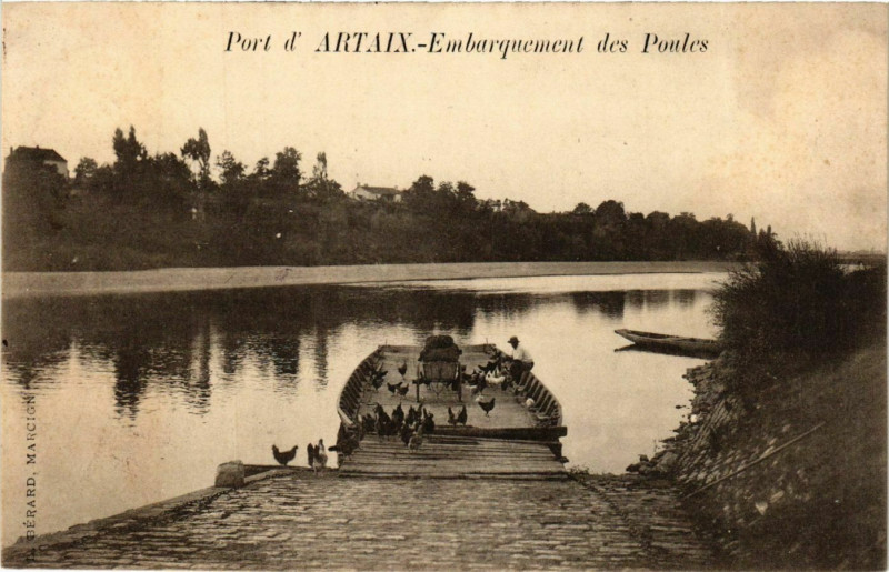 Carte postale ancienne Port d'Artaix-Embarquement des Poules France à Artaix