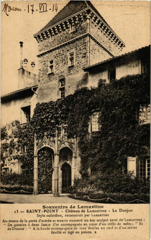 Carte postale ancienne Saint-Point Chateau de Lamartine France à Saint-Point