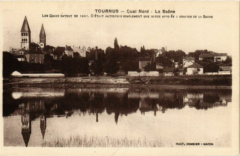 Carte postale ancienne Tournus Quai Nord, La Saone France à Tournus
