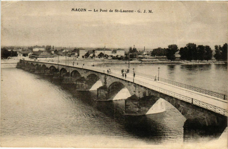 Carte postale ancienne Macon Le Pont de Saint-Laurent France à Mâcon