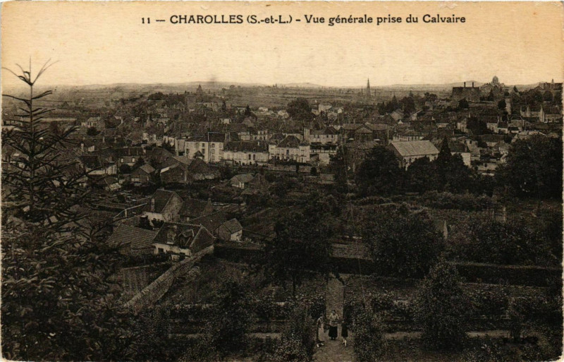 Carte postale ancienne Charolles Vue Generale prise du Calvaire France à Charolles
