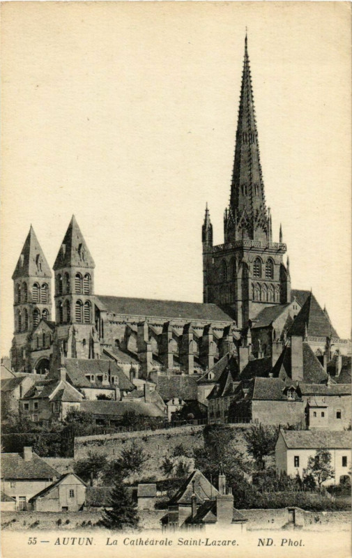 Carte postale ancienne Autun La Cathedrale Saint-Lazare France à Autun