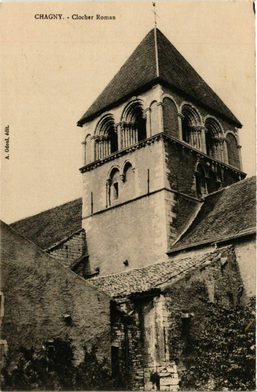Carte postale ancienne Chagny Clocher Roman France à Chagny
