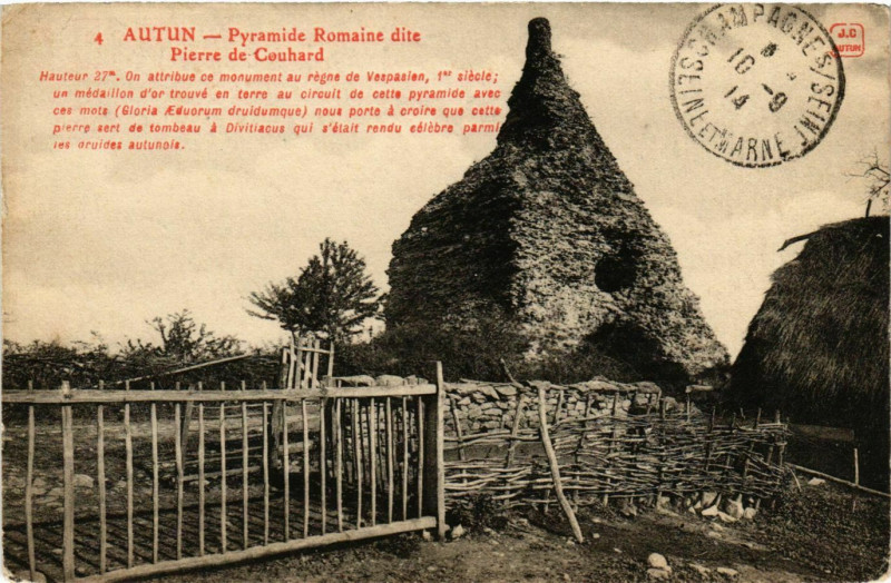 Carte postale ancienne Autun Pyramide Romaine France à Autun