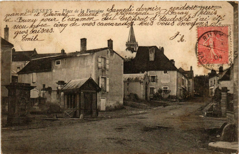 Carte postale ancienne St.Desert Place de la Fontaine France