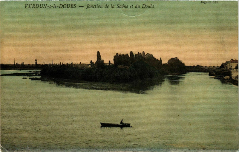 Carte postale ancienne Verdun sur le Doubs Jonction de la Saone France à Verdun-sur-le-Doubs