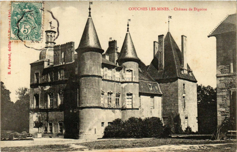 Carte postale ancienne Couches les Mines Chateau de Digoine France à Couches