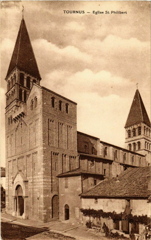Carte postale ancienne Tournus Eglise St.Philibert France à Tournus