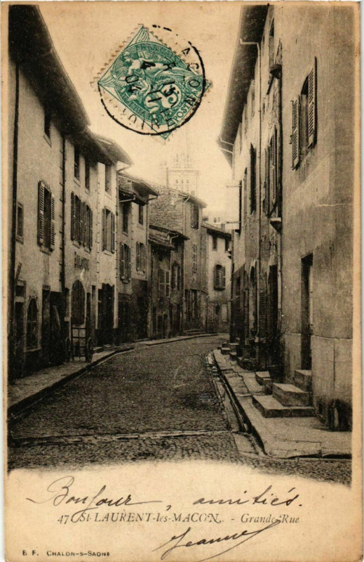 Carte postale ancienne St.Laurent les Macon Grande Rue France à Mâcon