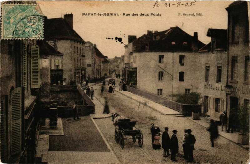 Carte postale ancienne Paray le Monial Rue des deux Ponts France à Paray-le-Monial