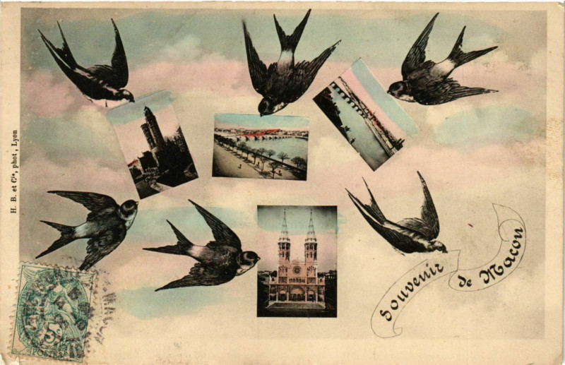 Carte postale ancienne Macon Souvenir France à Mâcon