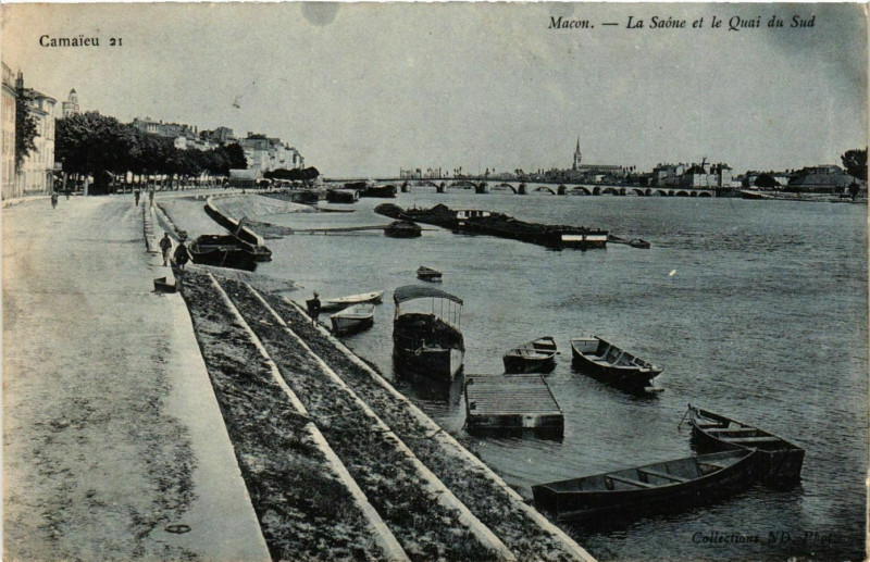 Carte postale ancienne Macon La Saone et le Quai du Sud France à Mâcon