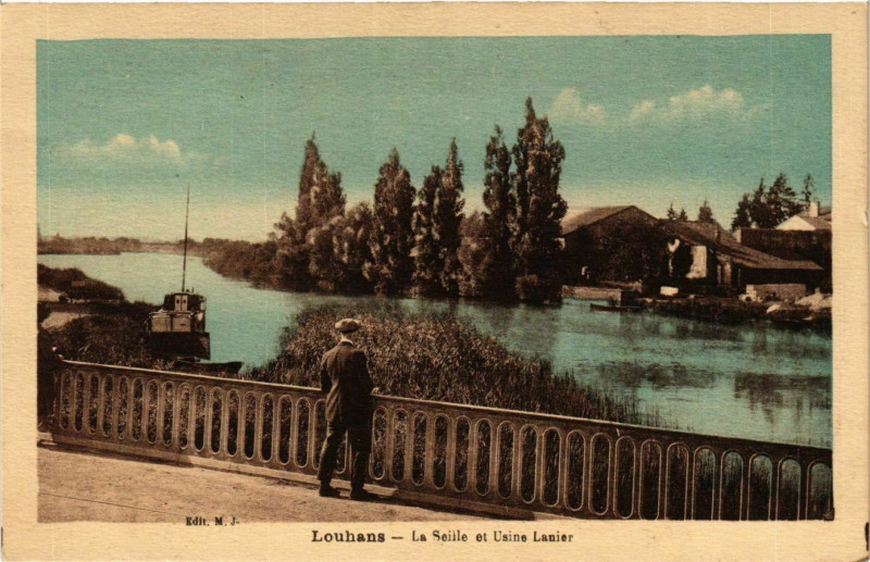 Carte postale ancienne Louhans La Seille et Usine Lanier France à Louhans