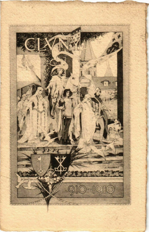 Carte postale ancienne Cluny Souvenir France à Cluny