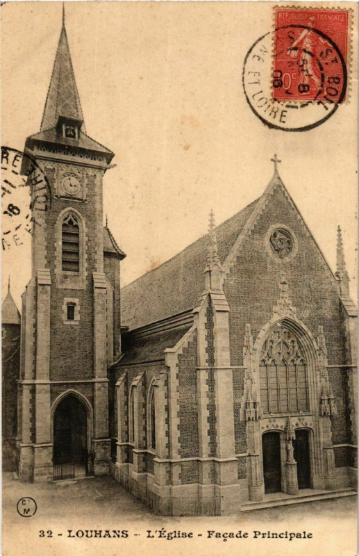 Carte postale ancienne Louhans L'Eglise, Facade Principale France à Louhans