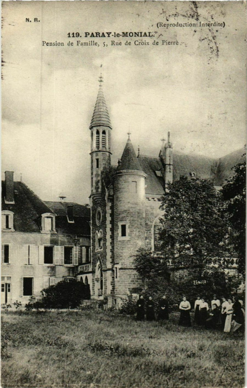 Carte postale ancienne Paray le Monial Pension de Famille France à Paray-le-Monial