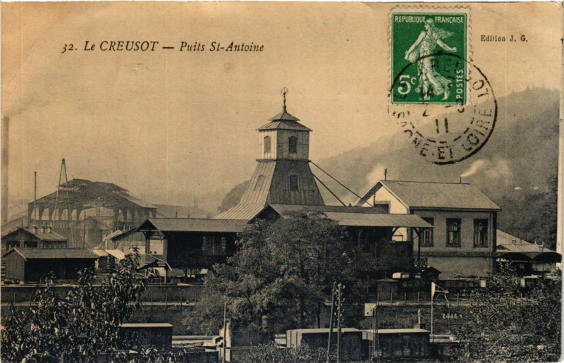 Carte postale ancienne Le Creusot Puits Saint-Antoine France au Creusot