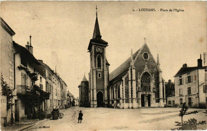 Carte postale ancienne Louhans Place de l'Eglise France à Louhans
