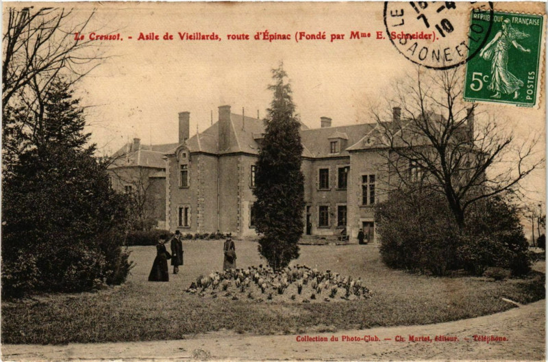 Carte postale ancienne Le Creusot Asile de Vieillards, route d'Epinac France au Creusot