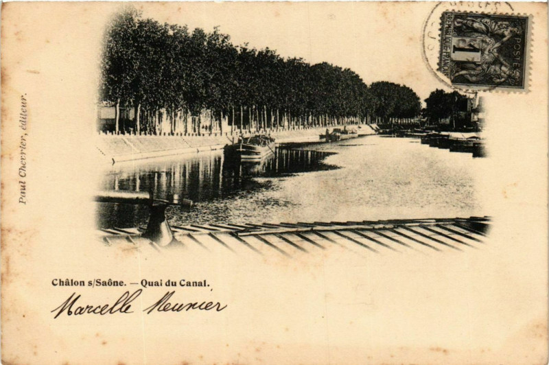 Carte postale ancienne Chalon sur Saone Quai du Canal France