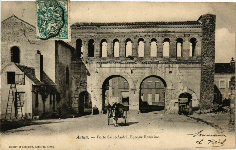 Carte postale ancienne Autun Porte Saint-Andre, Epoque Romaine France à Autun
