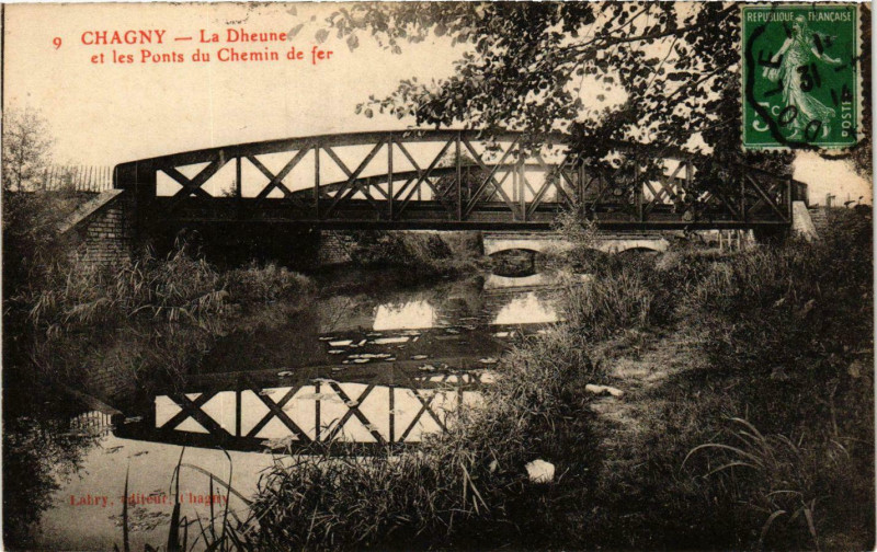 Carte postale ancienne Chagny La Dheune et les Ponts du Chemin de fer France à Chagny