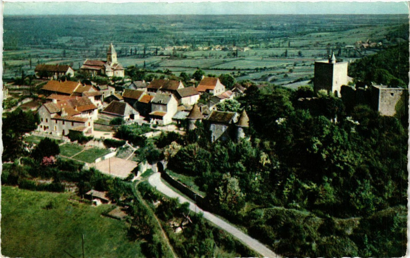 Carte postale ancienne Brancion - Vue générale Aerienne