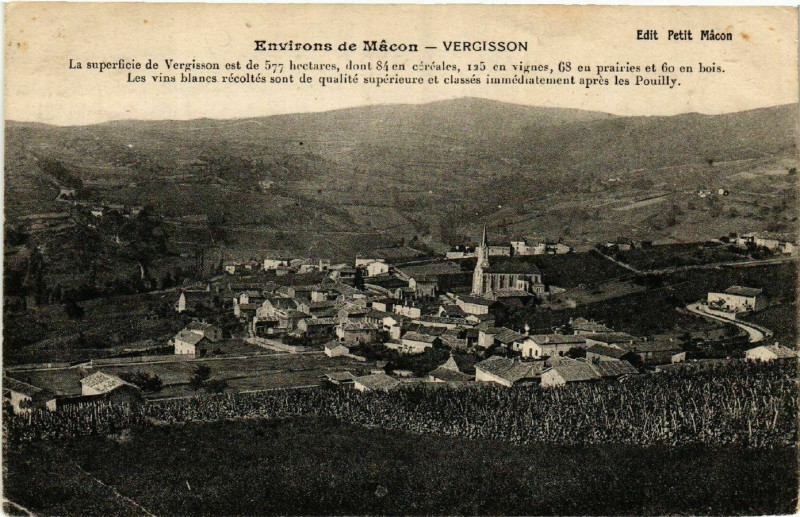 Carte postale ancienne Vergisson - Env. de Macon - Vue - La Superficie de Vergisson à Vergisson