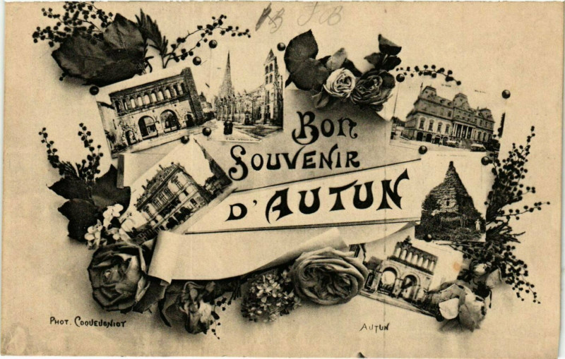 Carte postale ancienne Bon Souvenir d'Autun à Autun