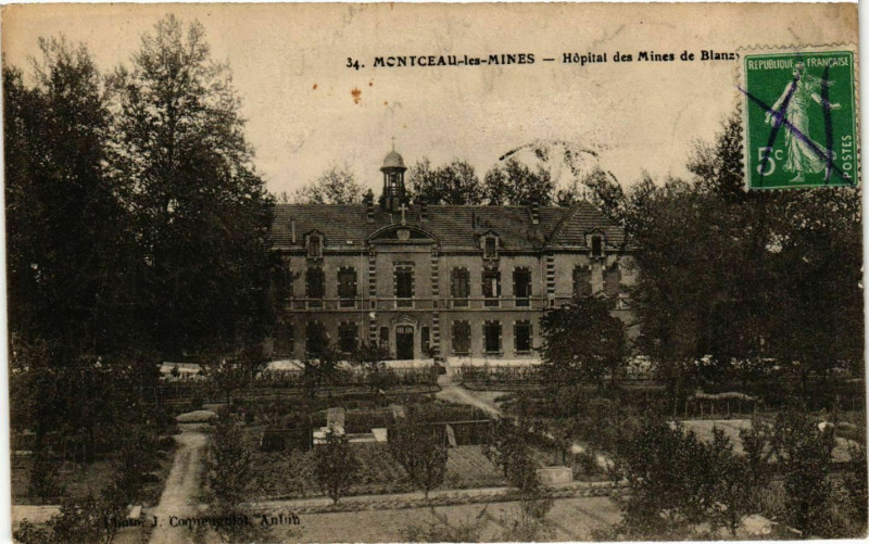 Carte postale ancienne Montceau-les-Mines - Hopital des Mines de Blanzy à Montceau-les-Mines
