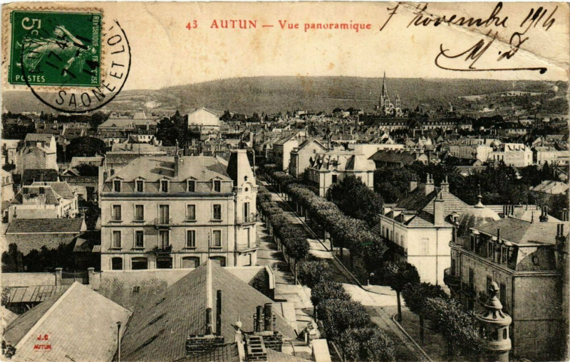 Carte postale ancienne Autun - Vue panoramique à Autun